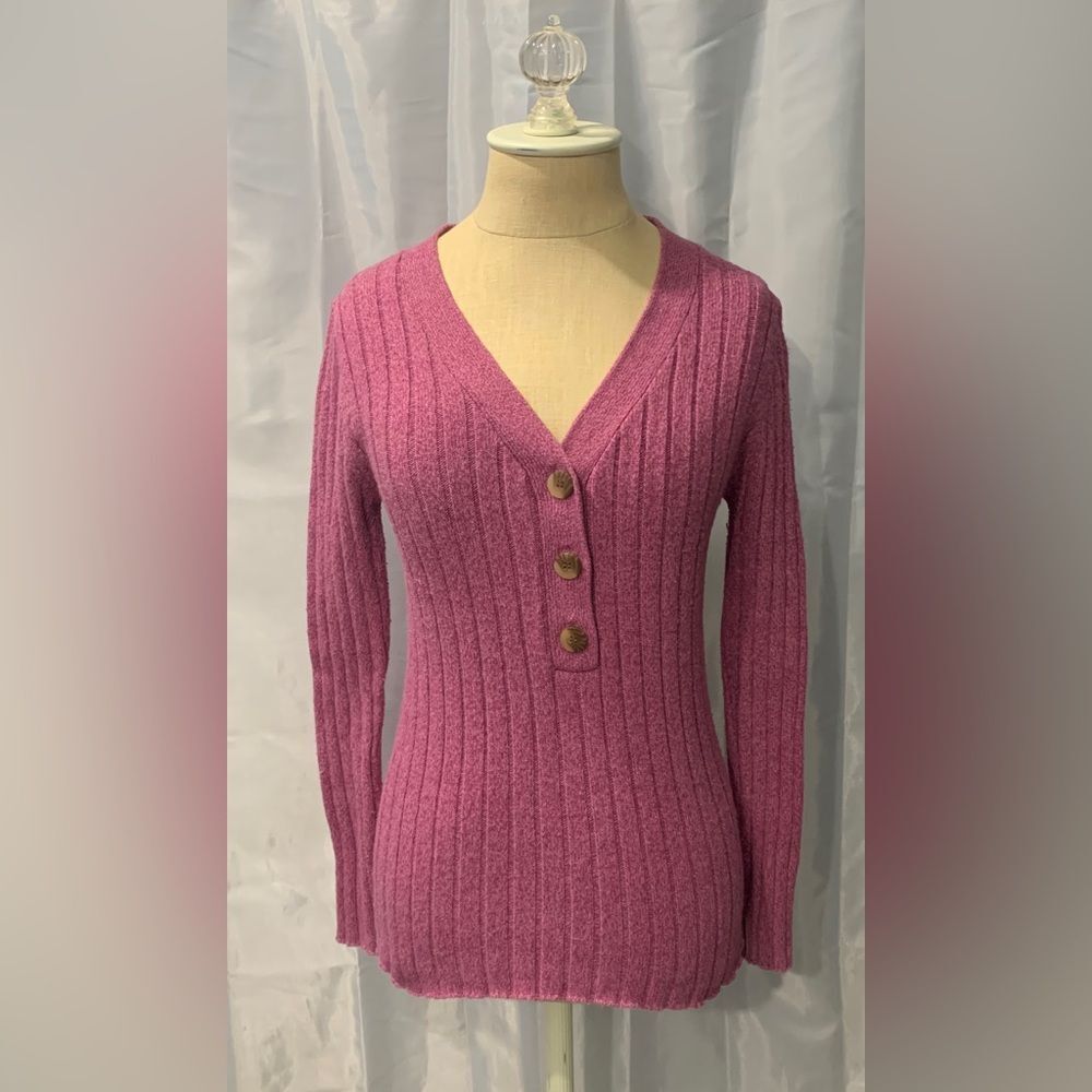 Sundance Long Sleeve Women's Size S Mauve Button Front Knitted Cardigan Sweater